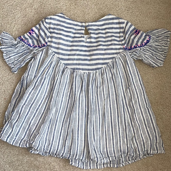Cat & Jack Blue and White Striped Tunic Top with Pink and Blue Tassels - Picture 5 of 6